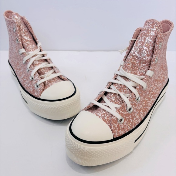 Converse Chuck Taylor Lift Platform Sparkling Glitter canvas high top sneakers - Picture 9 of 14